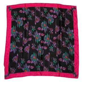 Vintage 80s Evan Picone Floral Silk Scarf Colorful Retro Grandma Mob Wife